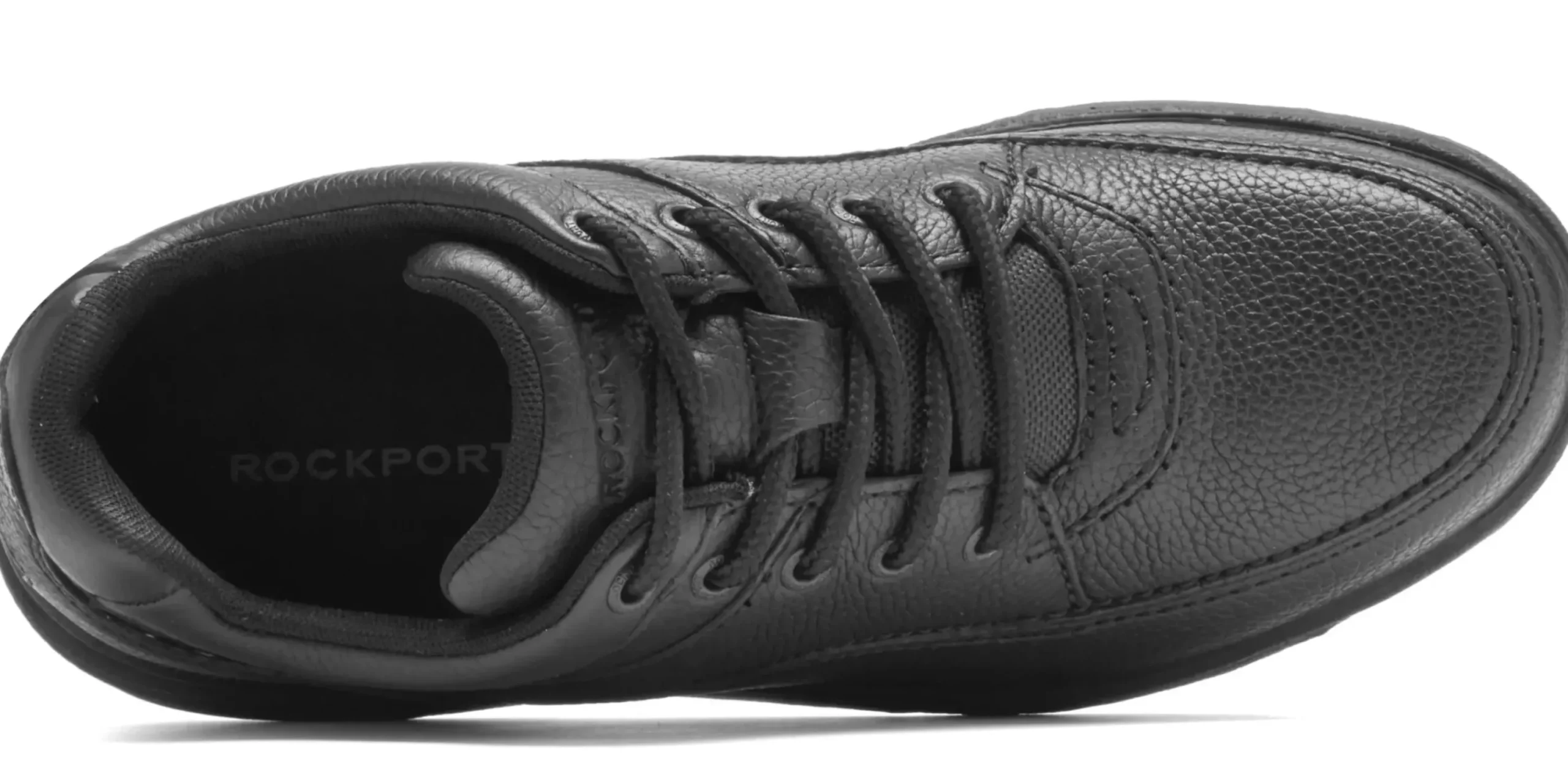 Discount Rockport World Tour Classic Black Leather Lace-Up Walking Shoe