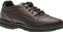 New Rockport World Tour Classic Brown Leather Lace-Up Walking Shoe
