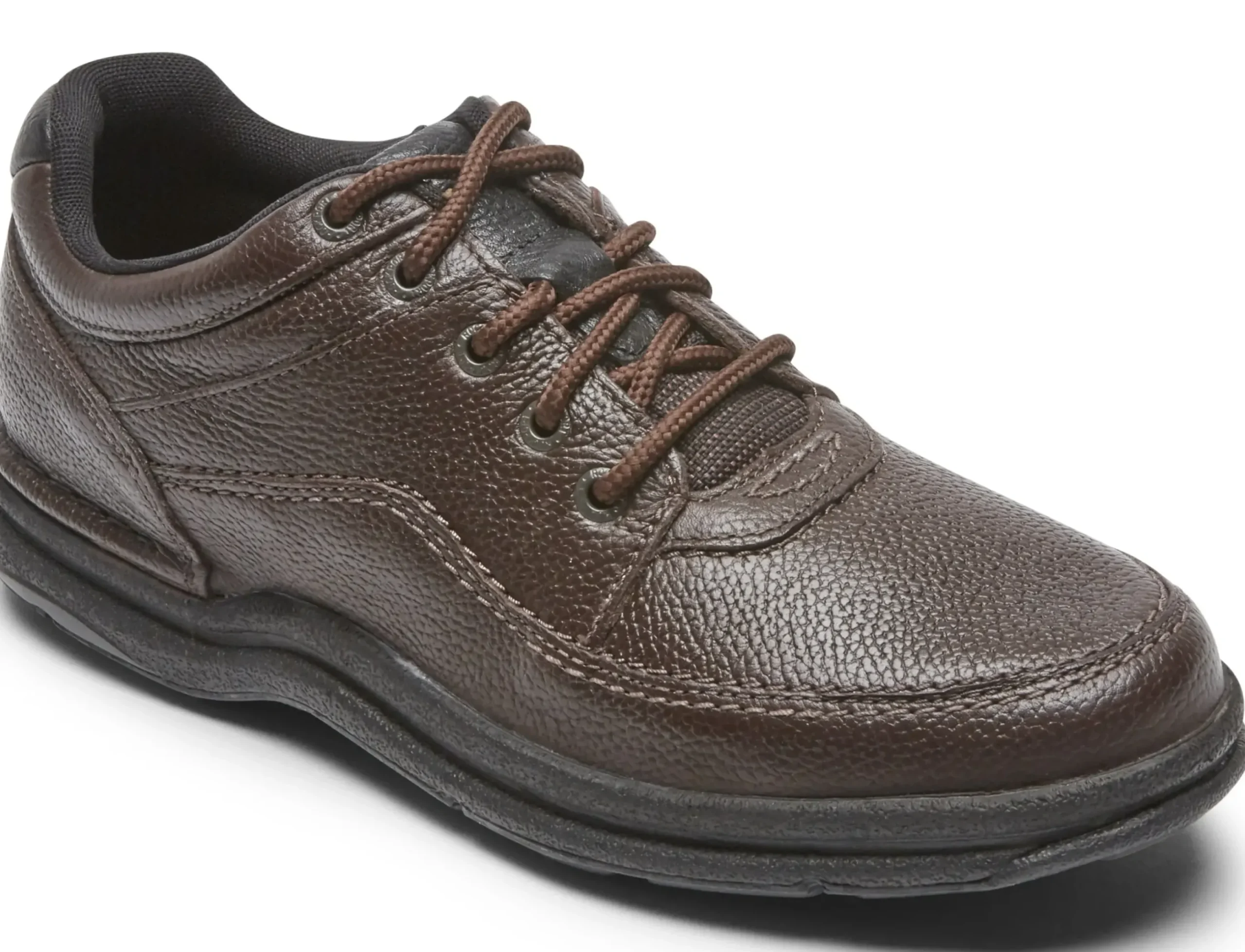 New Rockport World Tour Classic Brown Leather Lace-Up Walking Shoe