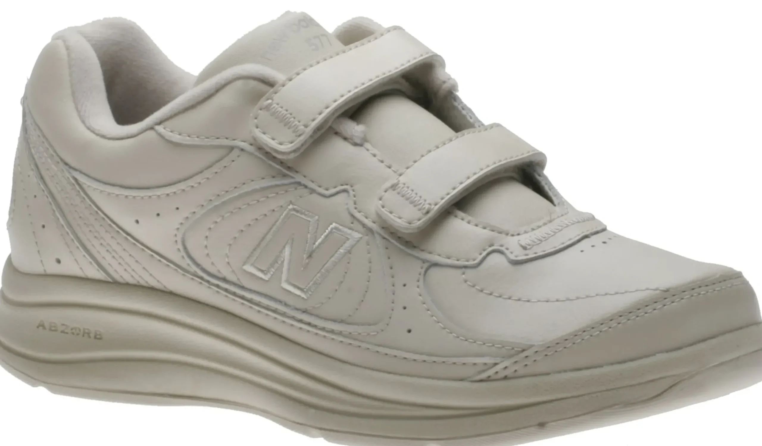 Clearance New Balance Ww577Vb Beige Leather Velcro Walking Shoe
