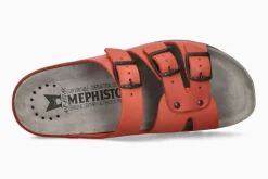 Mephisto Zach Red Leather Slide Sandal