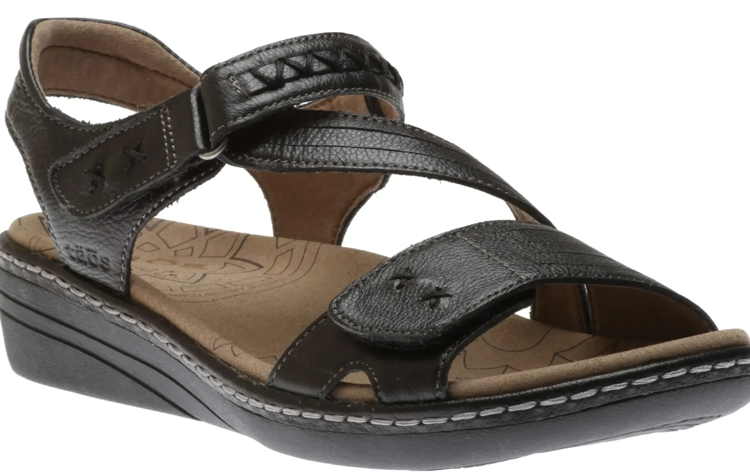 Discount Taos Zenith Black Leather Adjustable Z-Strap Walking Sandal