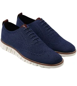 New Cole Haan Zeru00D8Grand Wingtip Oxford Blue Stitchlite